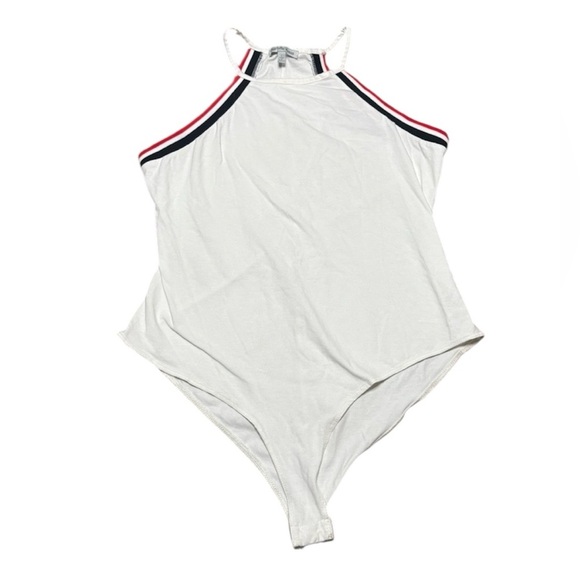 Charlotte Russe Tops - Charlotte Russe Women’s Large White Bodysuit with Red and Black Trim